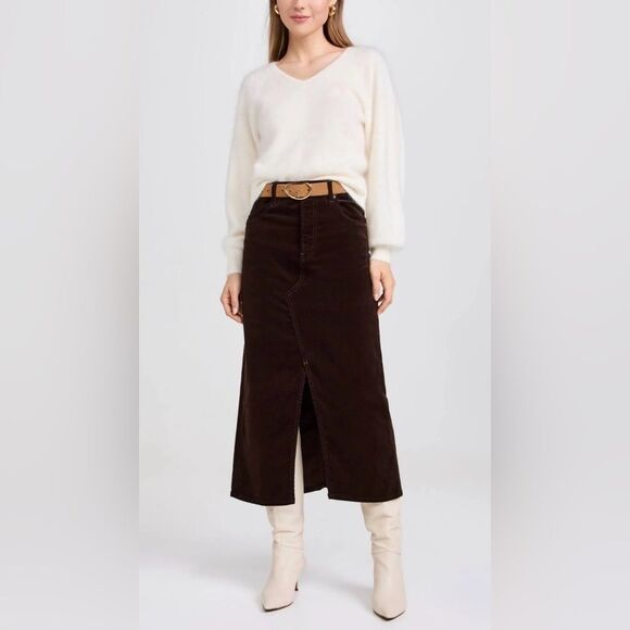 Frame Denim Dresses & Skirts - Frame Corduroy Midaxi Skirt in Espresso Brown 26